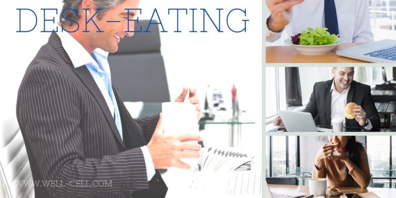 business people eating at their desk or office